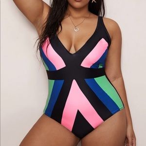 Color block one piece